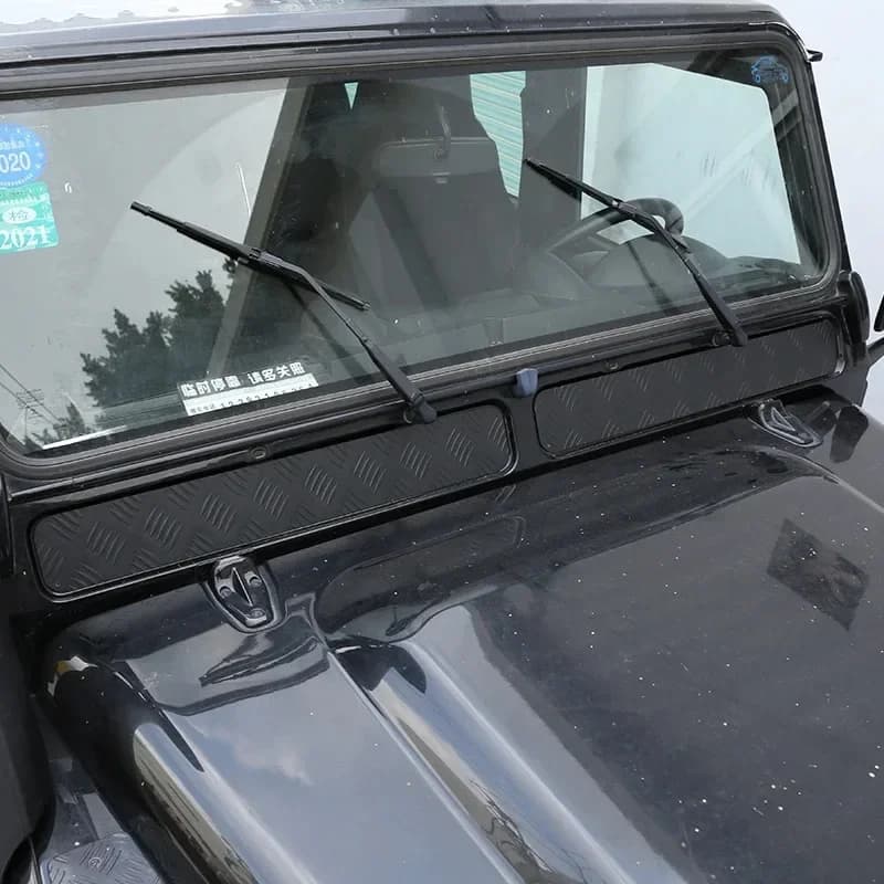 Aluminum alloy Black For Land Rover Defender 90 110 130 2004-2018 Car Front Windshield Lower Trim Panel Sticker  Car Accessories