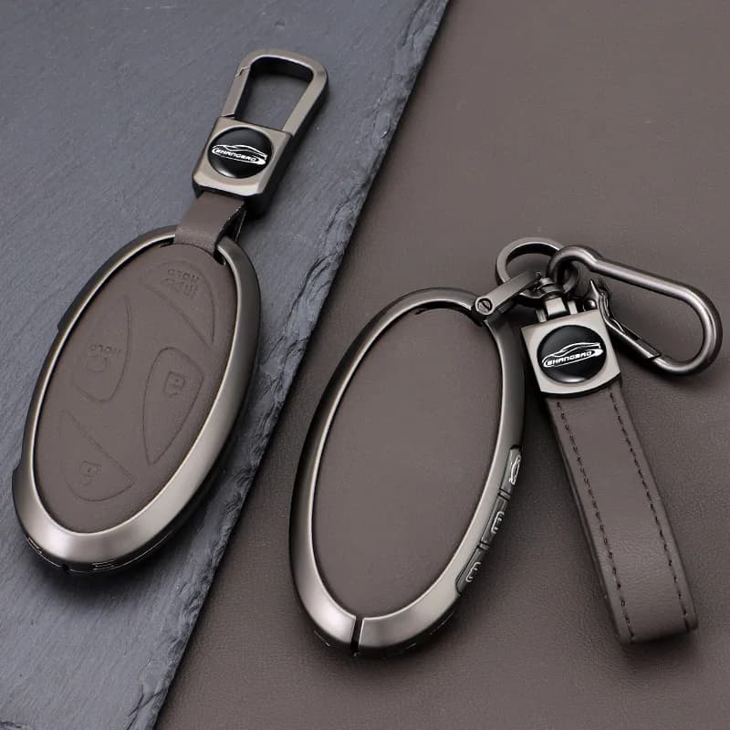 5 7 Buttons Zinc Alloy+Leathe Car Key Case Cover Protective Shell For Hyundai Kona Ev Grandeur GN7 IONIQ 6 2023 2024 Accessories