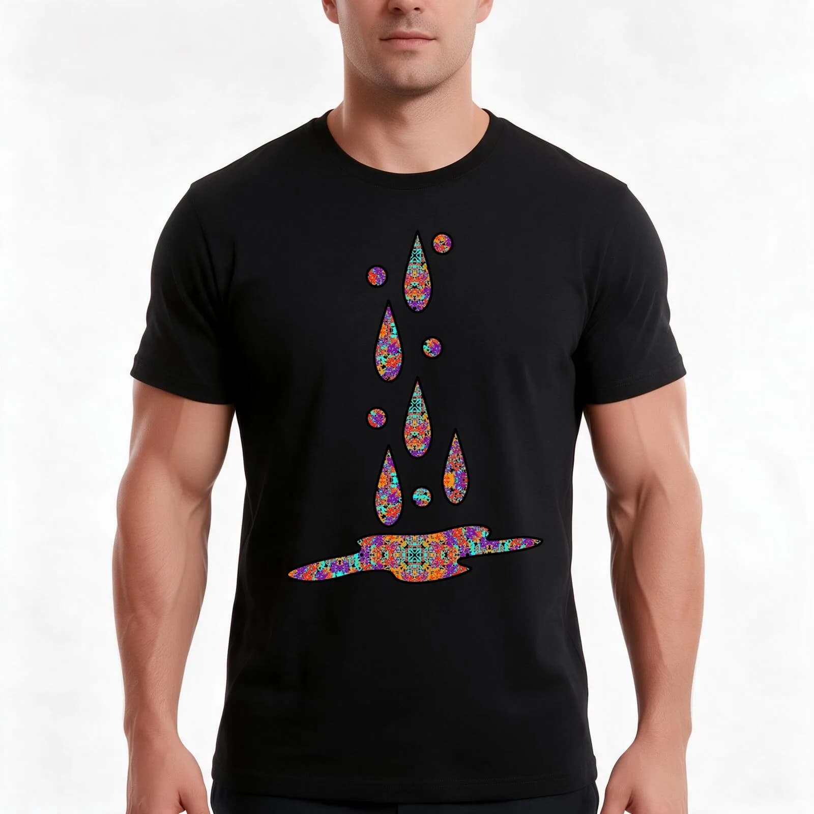 Kaleido Dream T-Shirt, Summer Casual Cotton Tee, Oversized Streetwear Tops, Vintage Graphic Print, Loose Fit Short Sleeve