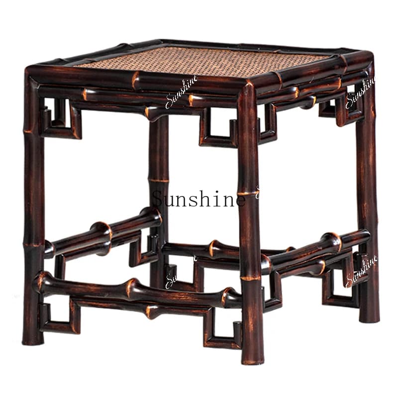 Retro small tea table, seat and stool dual-purpose Chinese home combination black desktop chair  FT