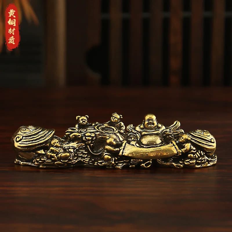 Maitreya Buddha figurine, antique-style paperweight, home decor for living room, entryway, or desktop