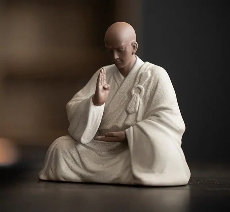 4" Chinese Figure Decor Porcelain Handmade Monk Statue Buddha Buddhism Zen