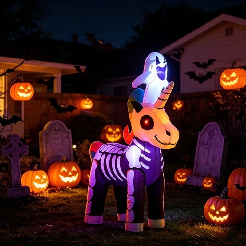 Inflatable Luminous Skull Unicorn Ghost Halloween Inflatable Model Cross-border Garden Decoration