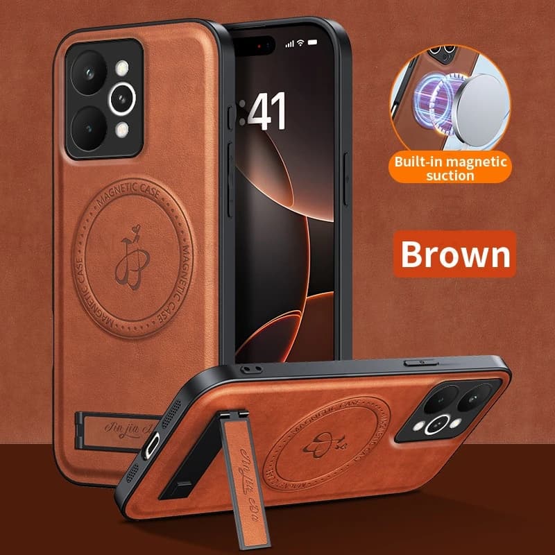 Luxury Leather Kickstand Phone Case for Oppo Find X9 Pro Magnetic For Magsafe Cover For OPPO Find X8 Pro Wireless Charging Capa