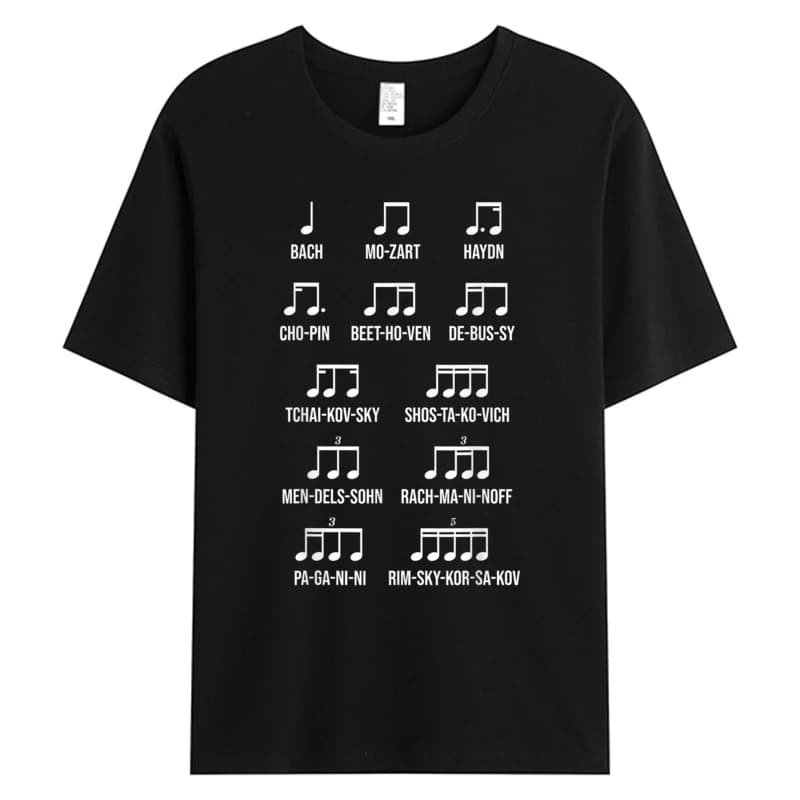 Composer Rhythm Music Gift Bach Mozart Beethoven Chopin Men's Cotton Fabric Slim Fit Hot Tshirts Print T-shirt Dropshipping
