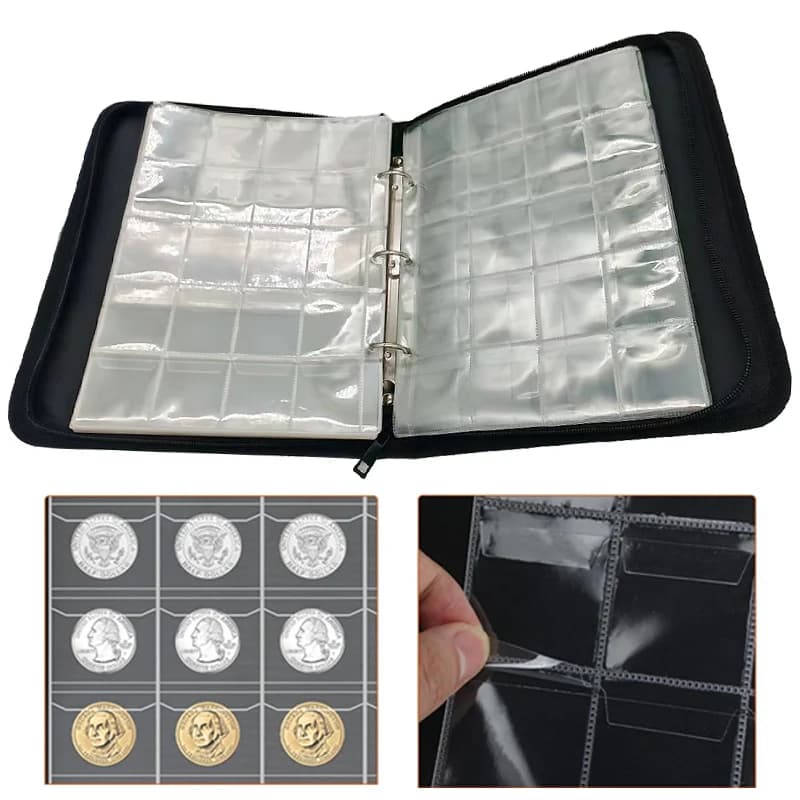 360 Pocket Large Capacity Waterproof Coin Collection Currency Sleeve Album Money Coin Organiser for Currency Collection Supplies