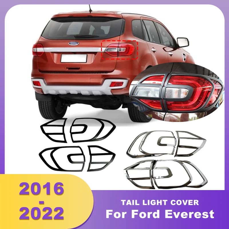 ABS Chrome Rear Tail Lights Cover Tail Lamp Trim For Ford Everest 2016 2017 2018 2019 2020 2021 2022