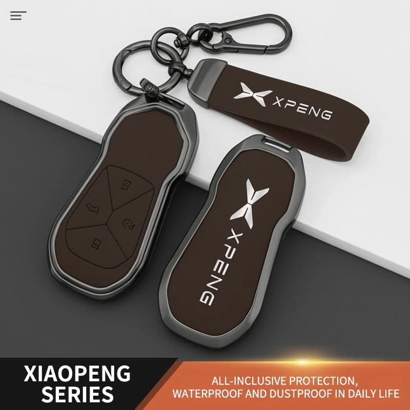 Zinc Alloy Leather Car Remote Key Case Cover For Xpeng Xiaopeng G6 G9 P7 P7I G3 G3I P5 2021 -2024 Protector Auto Accessories