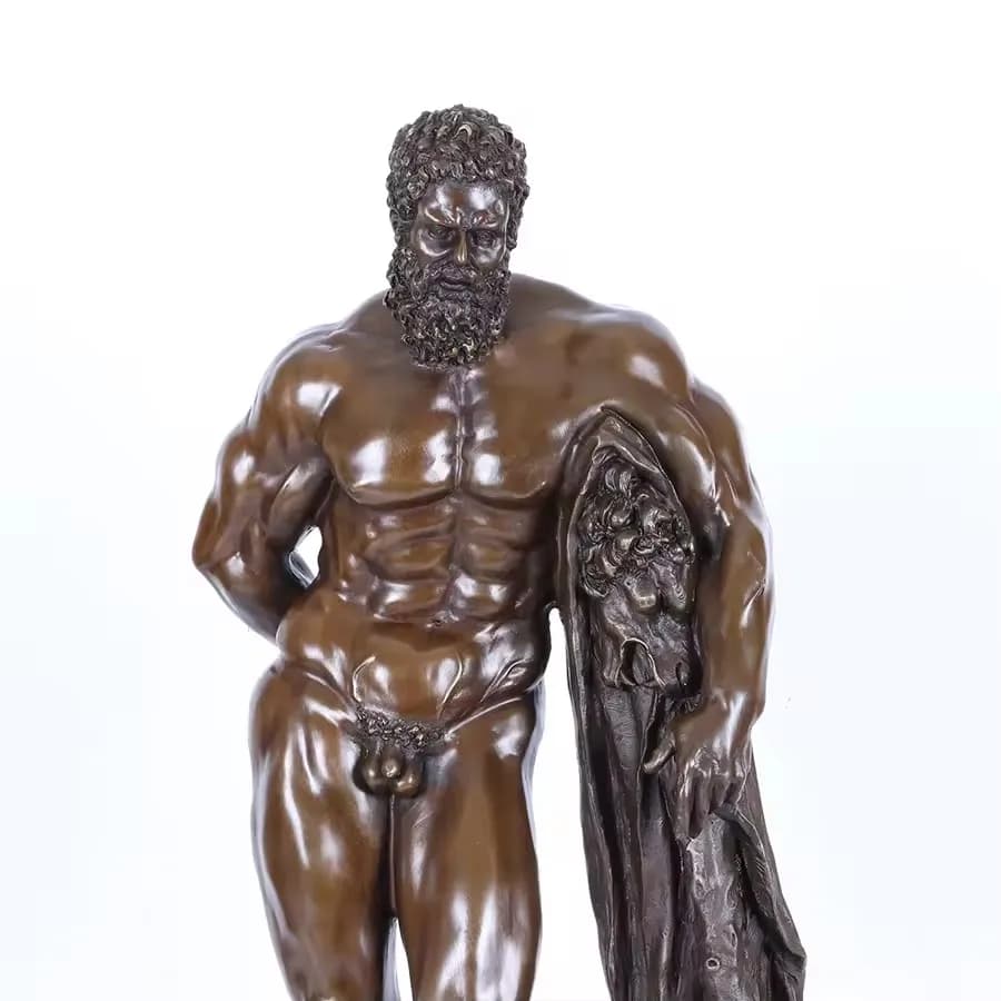 62cm Heracles Hercules Statue Sculpture Greek God Hero Art Hot Cast Bronze Nude Man Figurine Large Classy Home Decor