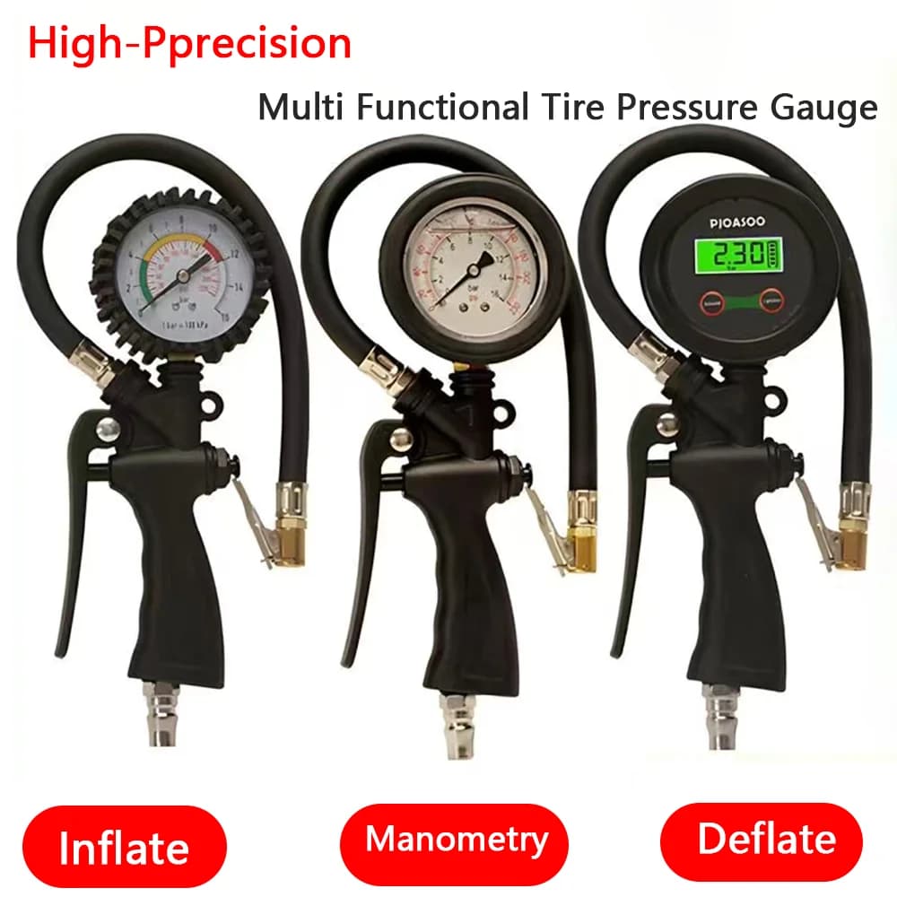 Car Tire Pressure Gauge Air Inflator EU Adapter Vehicle Tester LCD Digital Test Inflation Monitoring Manometer Motorcycle Bike