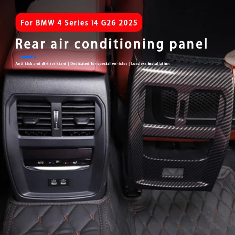 Carbon Fiber Car Rear Air Conditioner Air Outlet Protective Cover Rear Vent Kick Proof Frame Trim For BMW 4 Series i4 G26 2025