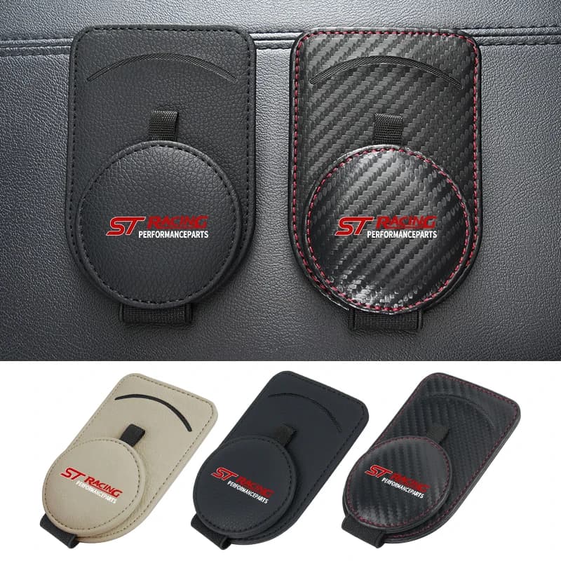 Universal Car Sunglasses Clip Leather Ticket Card Holder Auto Accessories For Ford ST Line Racing RS S Kuga Fiesta Fusion