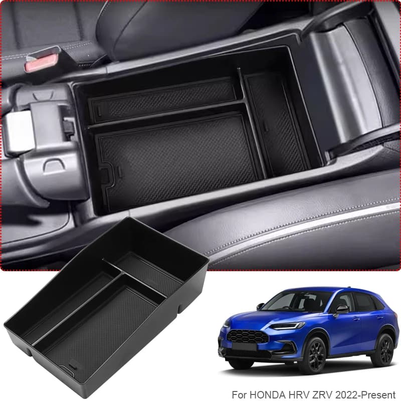 Car Armrest Box Storage For HONDA HRV ZRV 2022-Present ABS Under Center Console Organizer Tray Door Tidying Box Auto Accessory