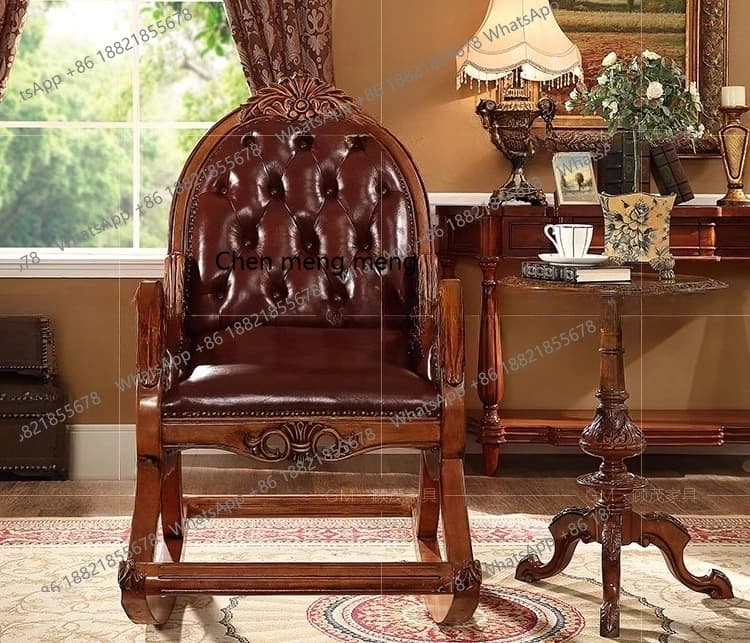 European solid wood rocking chair, adult home nap chair, carefree elderly chair