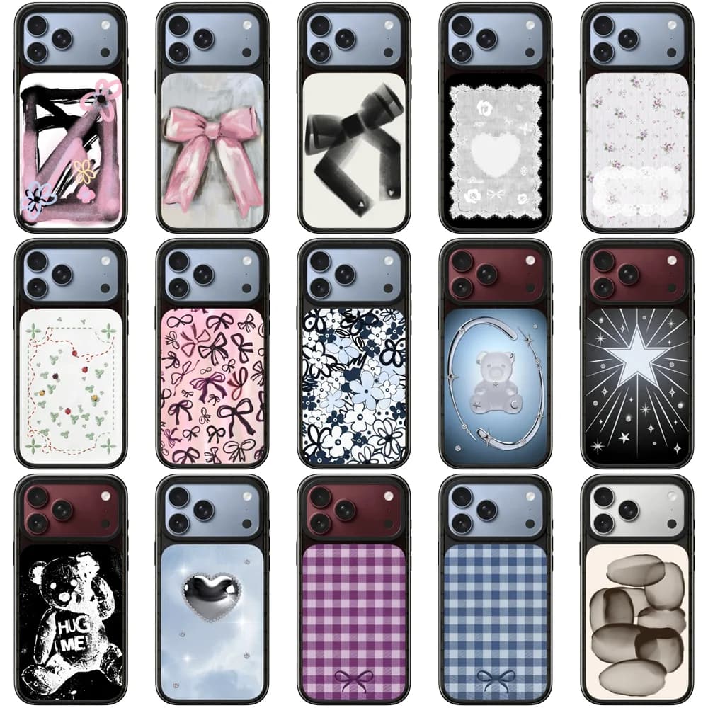 6091510 Glaze / Mirror Surface Acrylic Black Border Magnetic Impact Cover for IPhone 17 18 Pro Max Case for IPhone 17Pro