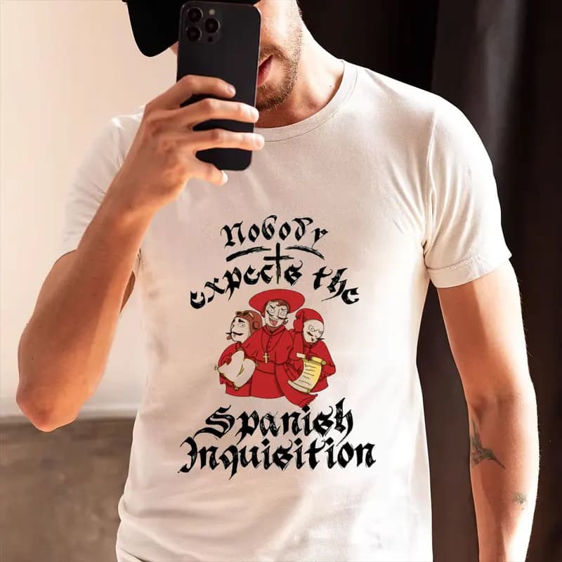 Nobody expected the Spanish Inquisition Monty Python Gift T-shirt Short Sleeve Tee British Comedy Graphic clothes US size Tops