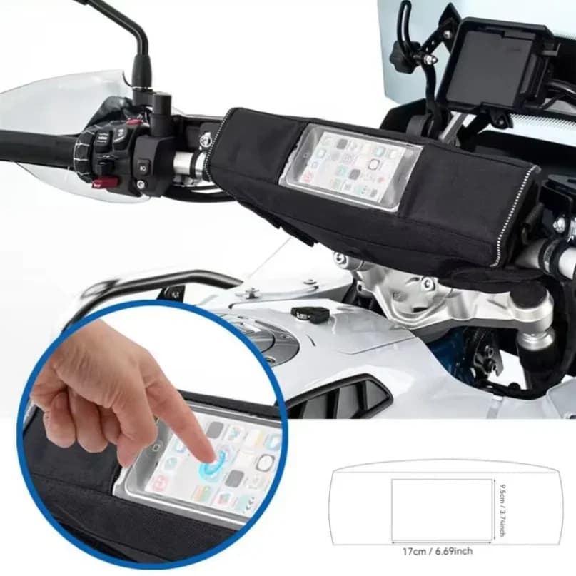 Bolsa Universal para manillar de motocicleta con pantalla táctil, bolsa de almacenamiento para teléfono, bolsa de navegación par