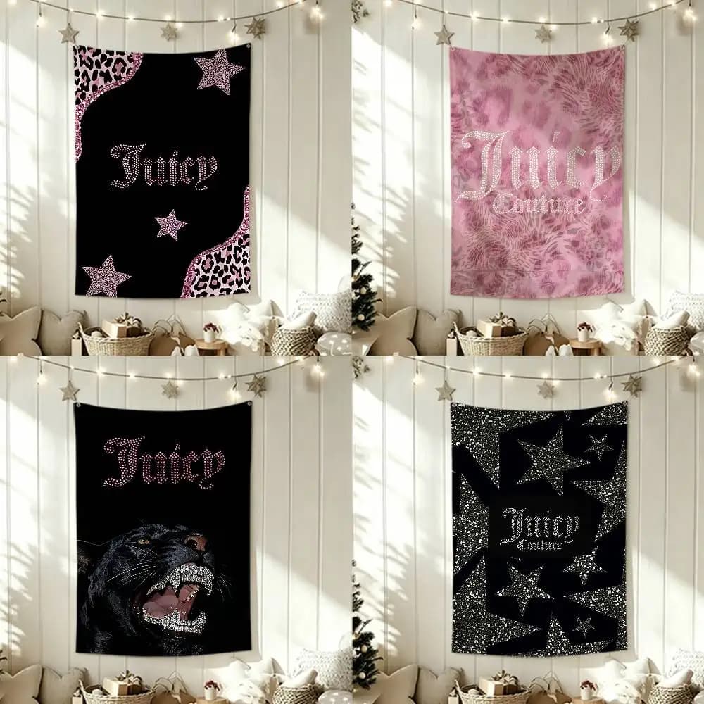 J-Juicy Couture Pink Art   Funny Flags for Bedrooms Home Decor Items Outdoor Decors Garage Decoration Flaga