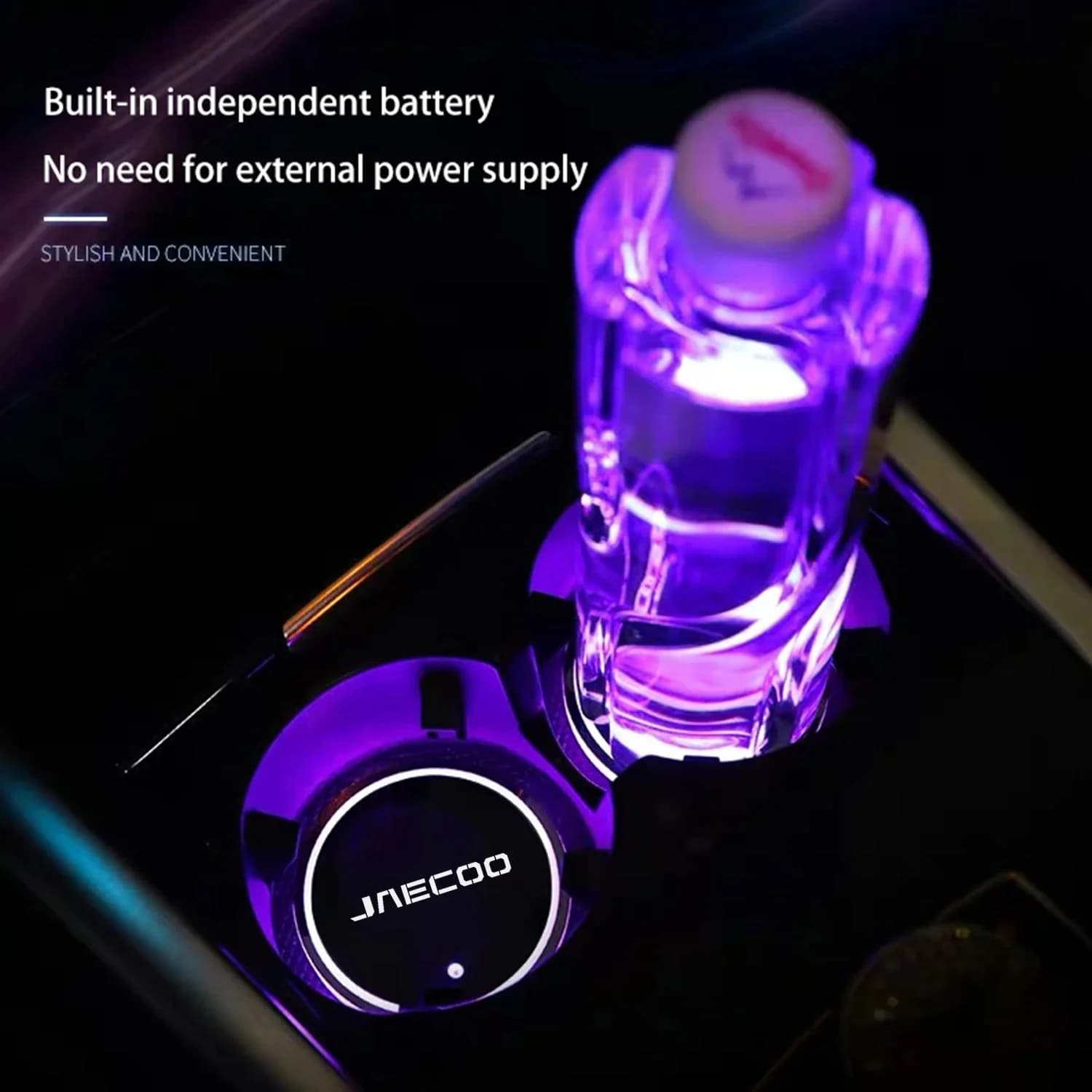 LED Luminous Cup Holder Coaster 2Pcs Fit Chery Jaecoo J5EV J6 J7 J8 Omoda C5 Tiggo7 Pro Car Tuning Gadgets