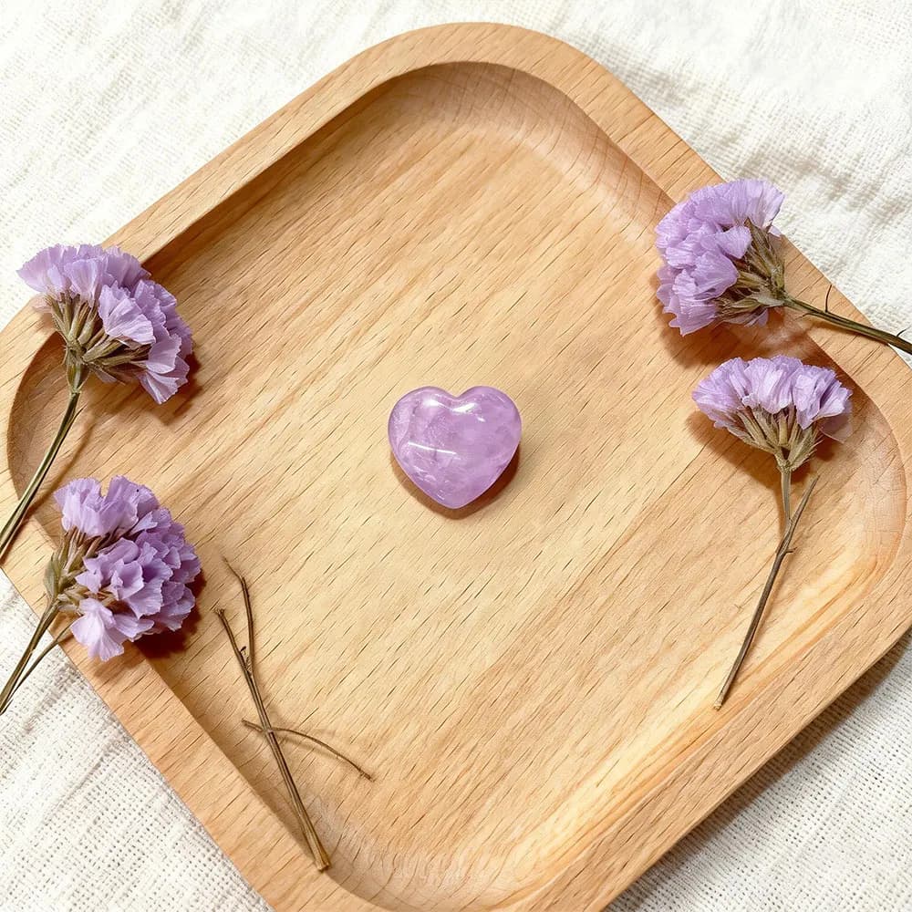 1PC Purple Kunzite Natural Stone Mini Heart Gemstones Crystal Spodumene Crystals Quartz DIY for Room Decor Home Decoration Gift