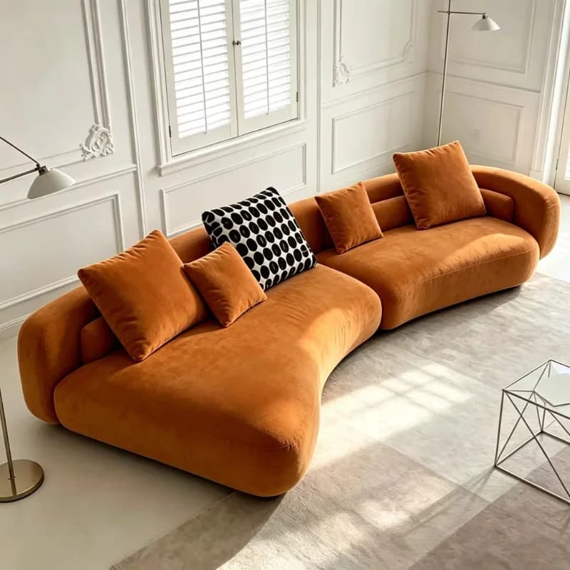 Large curved sofa, suitable for home furnishing, fashionable washable fabric sofa