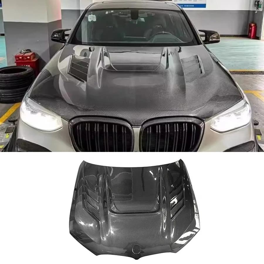 For  X5M F95 X6M F96 2019+ AE Style Carbon Fiber Front Engine Hood Bonnet Cover Front Air Intake Vented Hood Car Parts