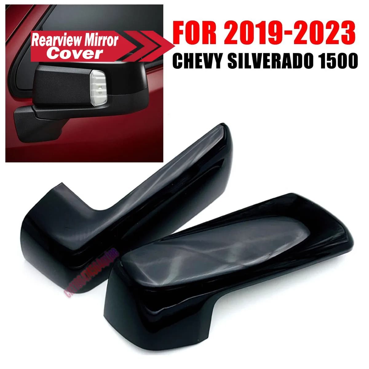 ABS Car Rearview Side Mirror Cover Wing Cap Trim Adhesive Sticker For 2019 2020 Chevy Chevrolet Silverado 1500 & GMC Sierra 1500