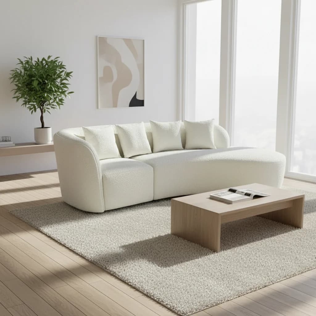 # Shape Upholstered Cream Fabric Sofa Set Modular Sectional Modern Design For Villa Living Room