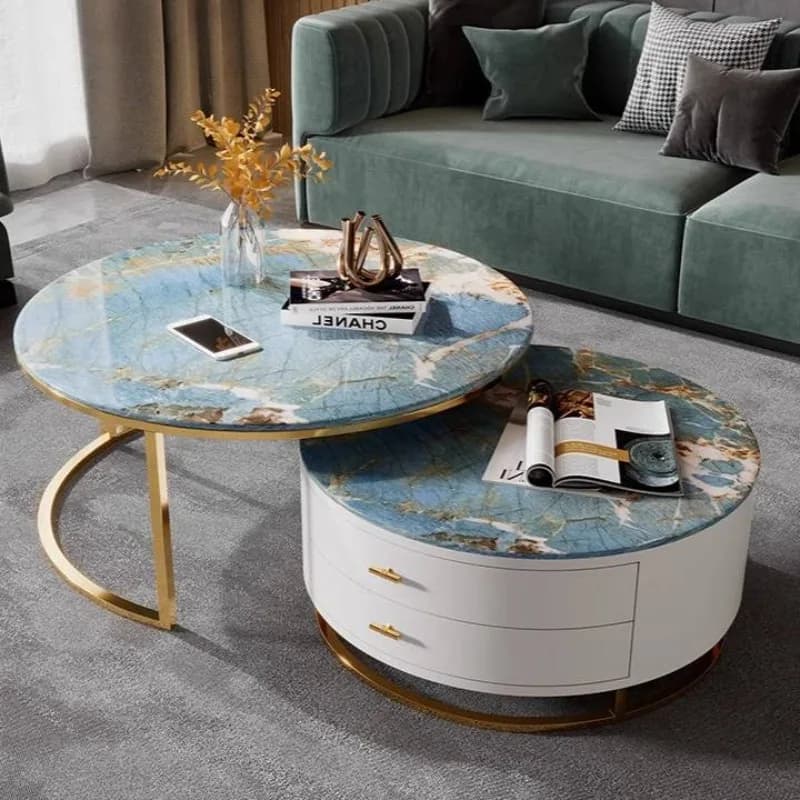 Classic Blue Boho Coffee Tables Design Business Modern Living Room Coffee Tables Round Narrow Mesa De Centro Furniture For Home