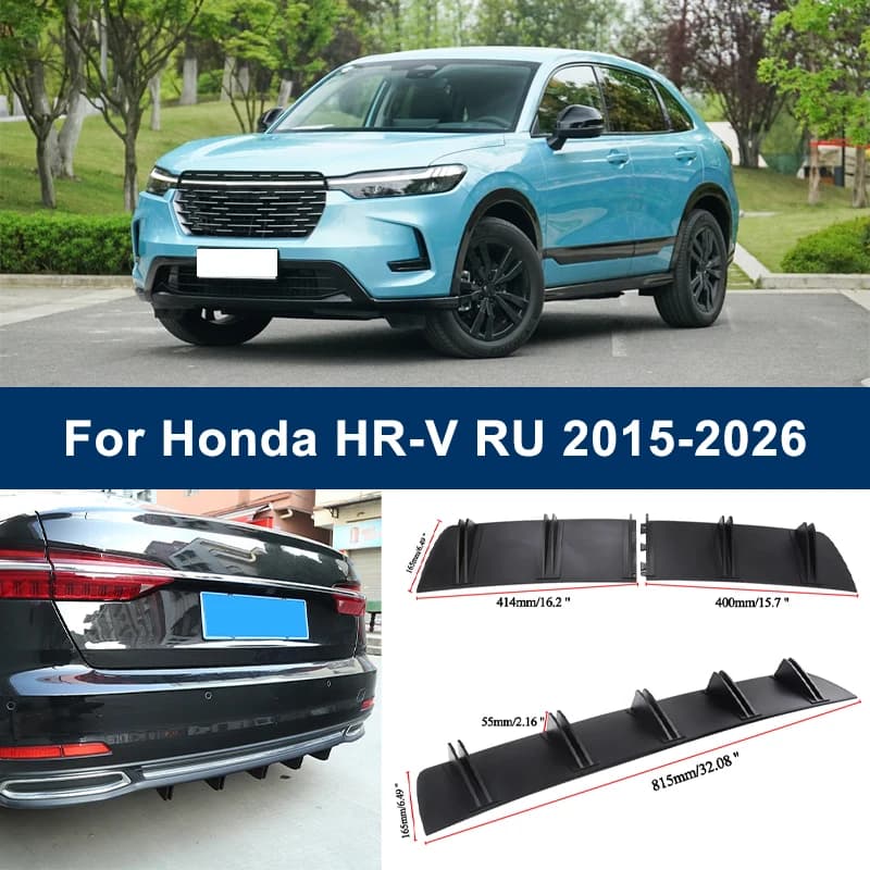2-Segment Shark Fin Rear Diffuser For Honda HR-V RU 2015-2026 2016 2019 Rear Bumper Lip Splitter Chassis Spoiler Tuning Parts