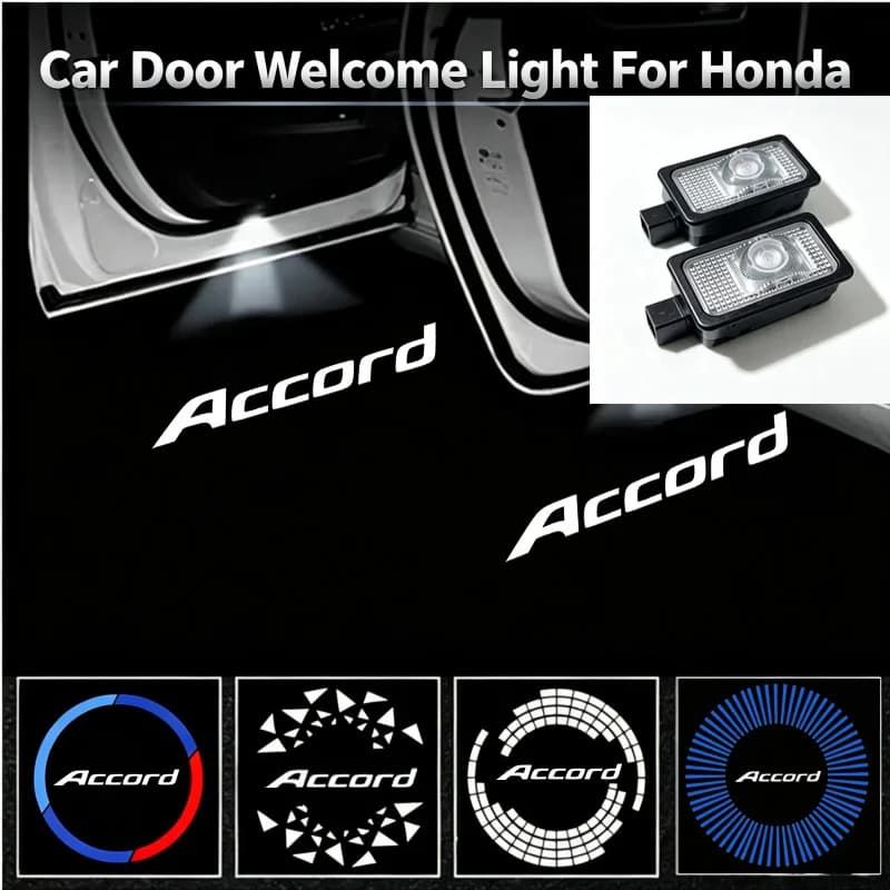 2PCS Ghost Shadow Logo LED Car Door Courtesy Projector Welcome Decor Lamps For Honda Accord 11th Generation Auto Accessories