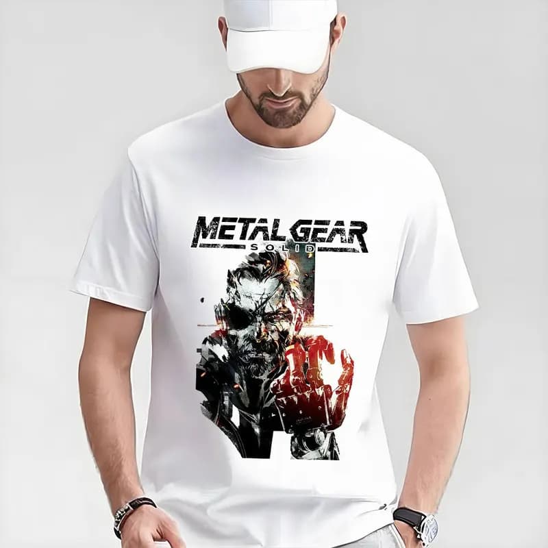 Metal Gear Solid MGS Game Gift T‑Shirt for Gamer 0315 Unisex Cotton Short Sleeve Tees Solid Snake Graphic Print Streetwear Tops