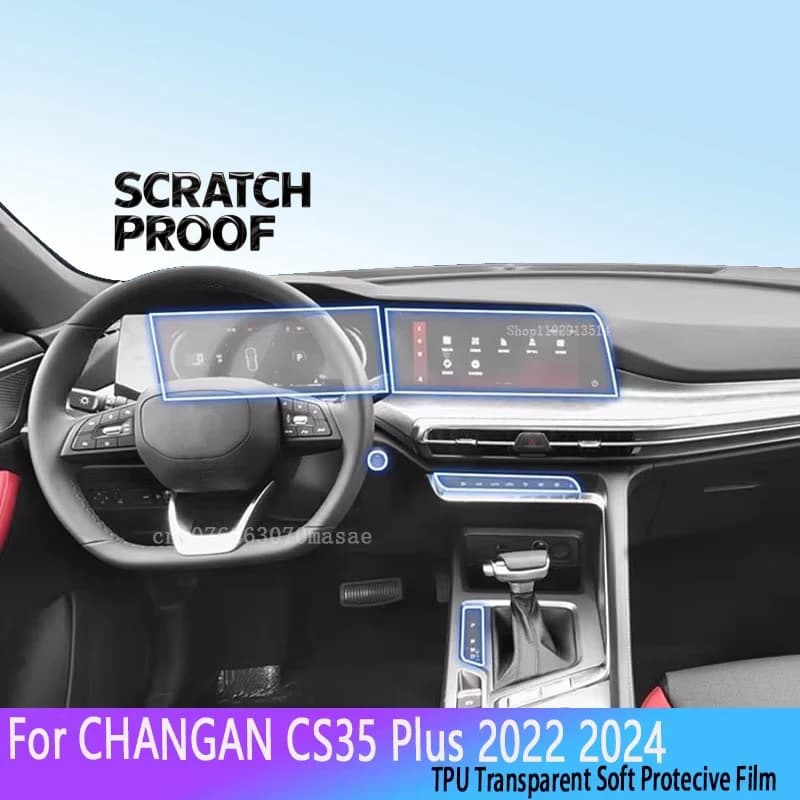For CHANGAN CS35 Plus 2022-2024 Car Interior Accessories Touch Screen Protector HD Clear Trim Protective Film Kit Repair Sticker