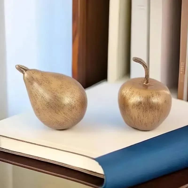 Golden Apple Resin Handicrafts Simulated Fruits Bronze-colored Pears Set Pieces Photography Living Room Decorative Accessories
