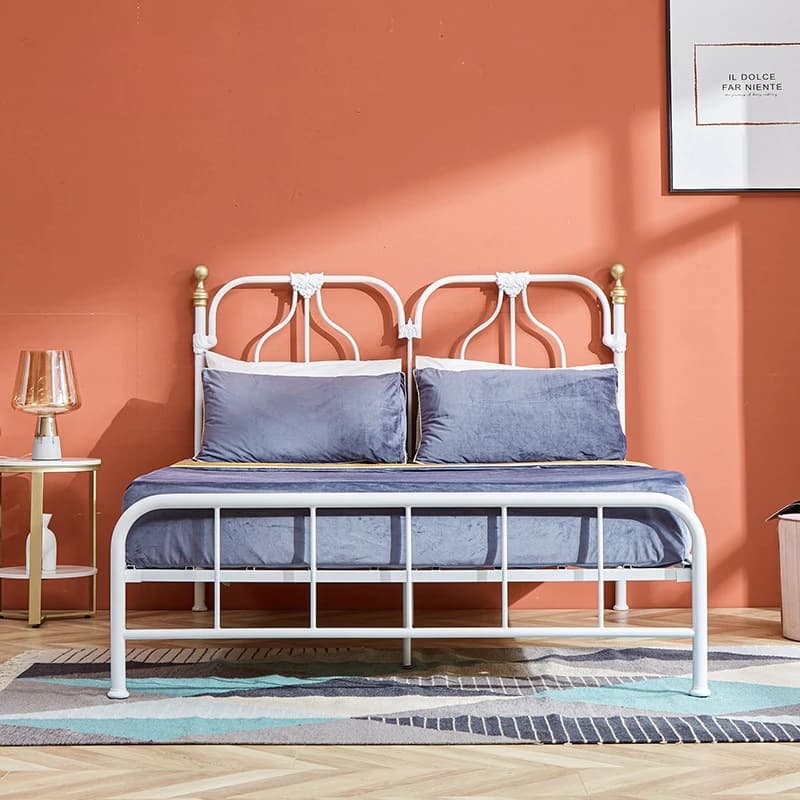 metal iron bed frame European princess art designer single bed 150x200 elegant home somieres y marcos de cama bedroom furniture