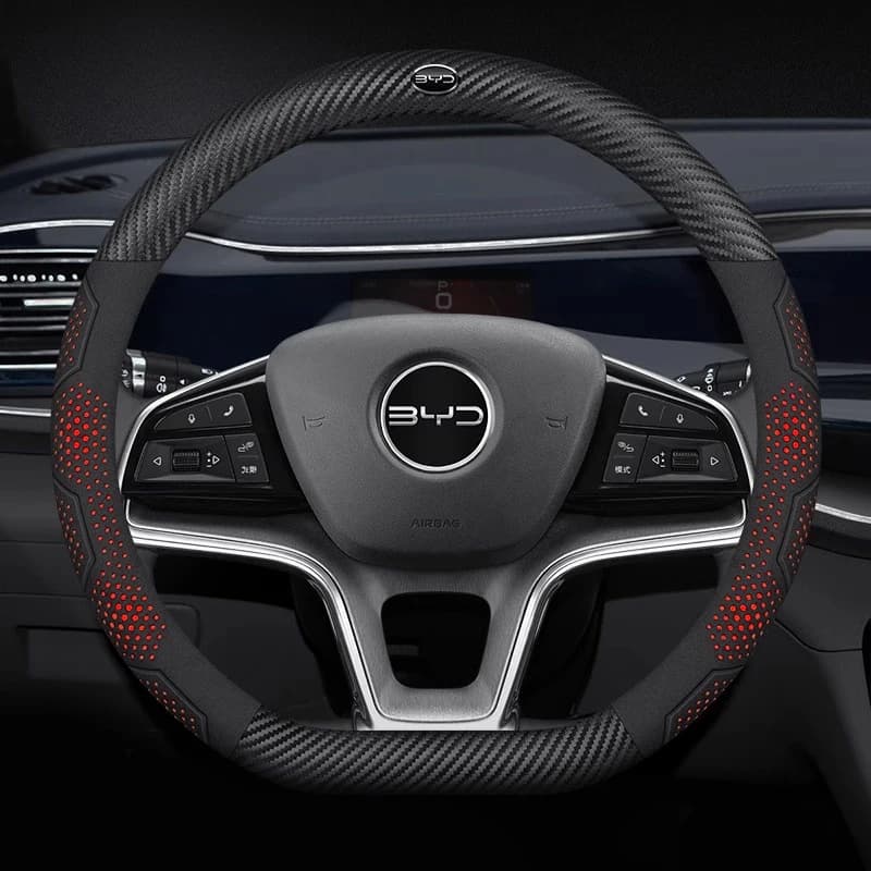 BYD Atto 3 Tang F3 E6 Yuan Plus Song Max F0 Qin G3 I3 Han Carbon fiber Suede Leather Car Steering Wheel Cover Auto Accessories