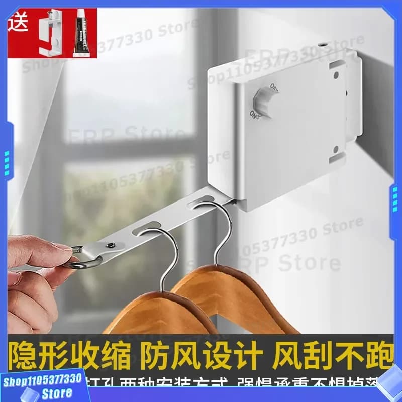 Retractable Clothesline Invisible Steel Wire Drying Rack Indoor Outdoor Non Punching Balcony Storage Solution for Laundry