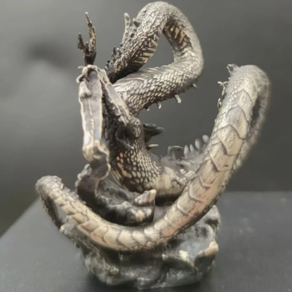Black Vintage Chinese Dragon Pure Copper Ornaments Realistic