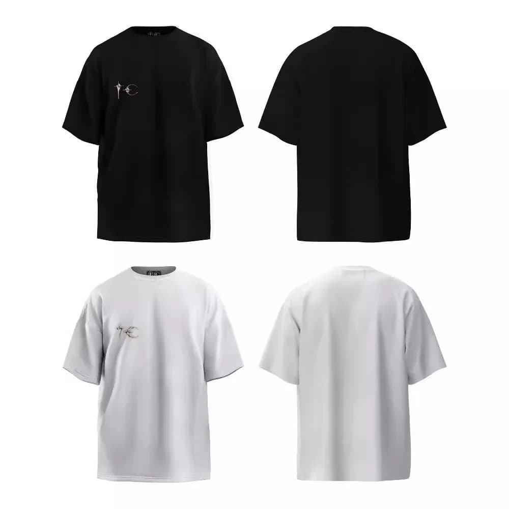 Thug Club jewelry Black short-sleeved T-shirt for both men and women, highly versatile and classic, in solid color Trendy