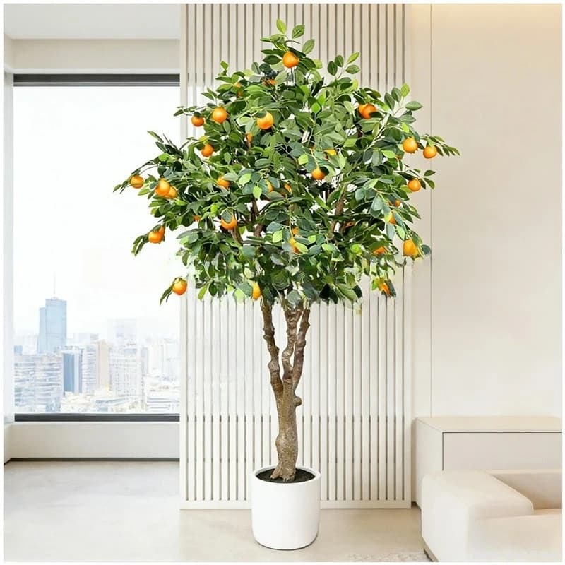 Simulated green plants, fake banyan trees, potted orange trees, decorative landscapes, hotel landscaping