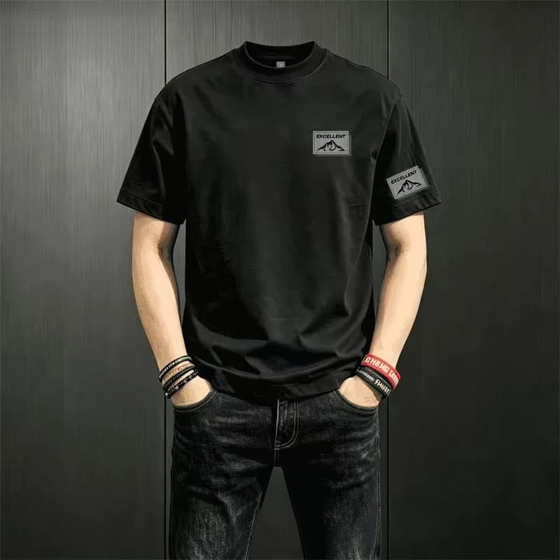 Pure Cotton American Heavy-duty Cotton Short-sleeved T-shirt for Men Summer Trendy Brand Retro Loose Base Layer Half-sleeved Men
