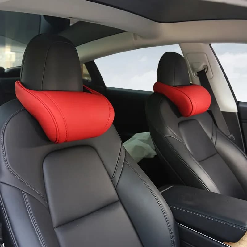 For Tesla Model 3 Y X S Memory Foam Head Neck Headrest Pillow Auto Seat Chair Driving Road Trip Rest Sleeping Pain Relief