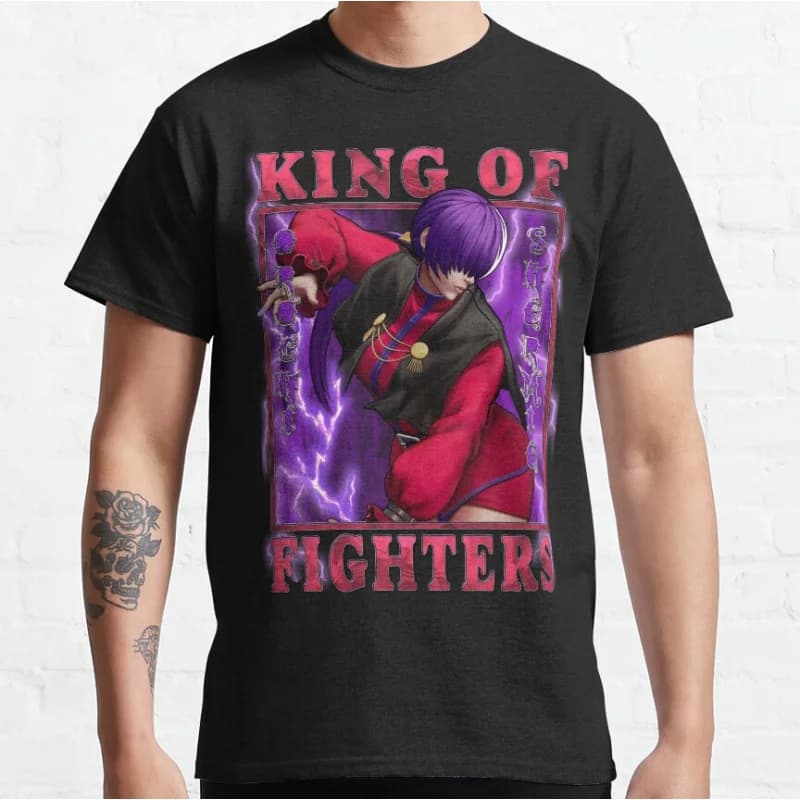Orochi Shermie roaring lightning KOF King of Fighters 80s Video game Retro fighting videogames T-shirt Large size Adult Tops