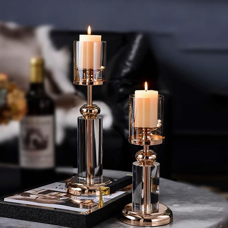 Luxury Classic Metal Candle Holders Vintage Golden Candlestick Home Decoration for Wedding Candelabra Crystal Candle Holder