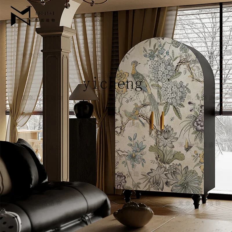 GZ-1   wardrobe living room storage cabinet bedroom hanging wardrobe solid wood decorative cabinet locker