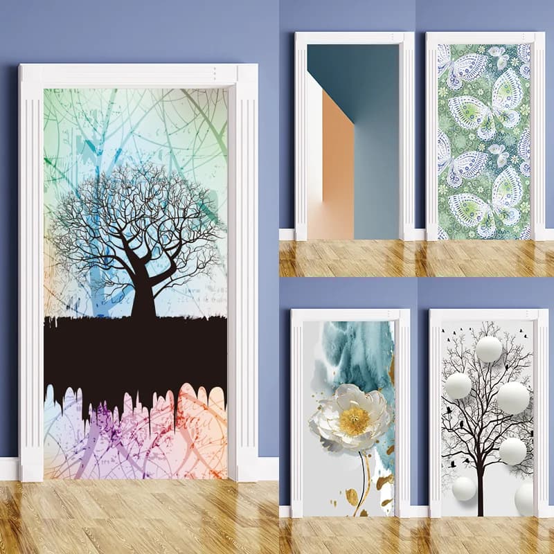 Abstract Art 3D Door Stickers Adhesive Soccer Photo Wallpaper for Living Room DIY Full Door Mural Cover Art Poster Home