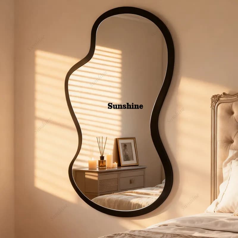 Nordic special-shaped mirror hanging on the wall, home full-body mirror, home wave full-length mirror