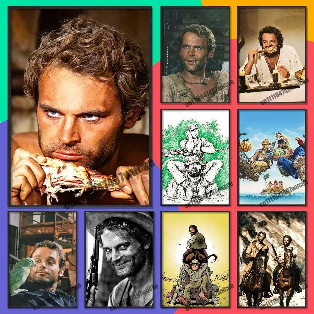 For Terence Hill Bud Spencer Poster Cover Sticker Paper Home Decoration Custom Self-adhesive Souvenirs Playbill
