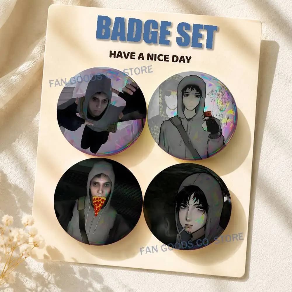 Simon Henriksson C-Cry Of Fear Brooches for Backpack Accessories 25,32,44,58,75mm Round Enamel Pins 2-piece set Anime Badge