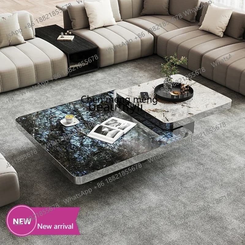 C45  Marble coffee table living room light luxury high sense designer Italian square coffee table combination